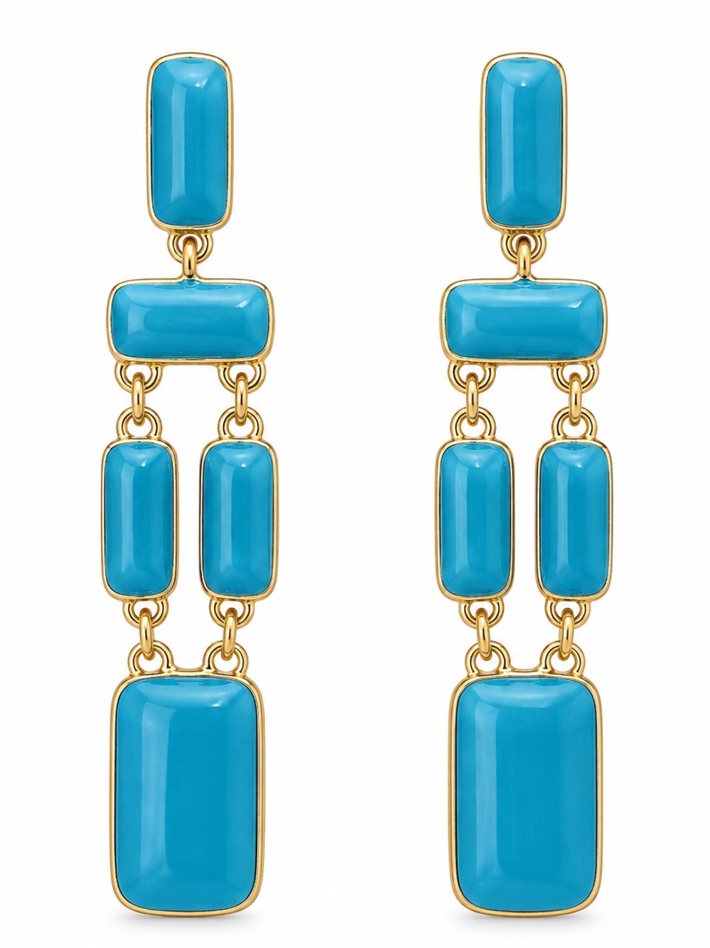 Kate Spade Gold Tone Faux Turquoise Enamel Drop Earrings